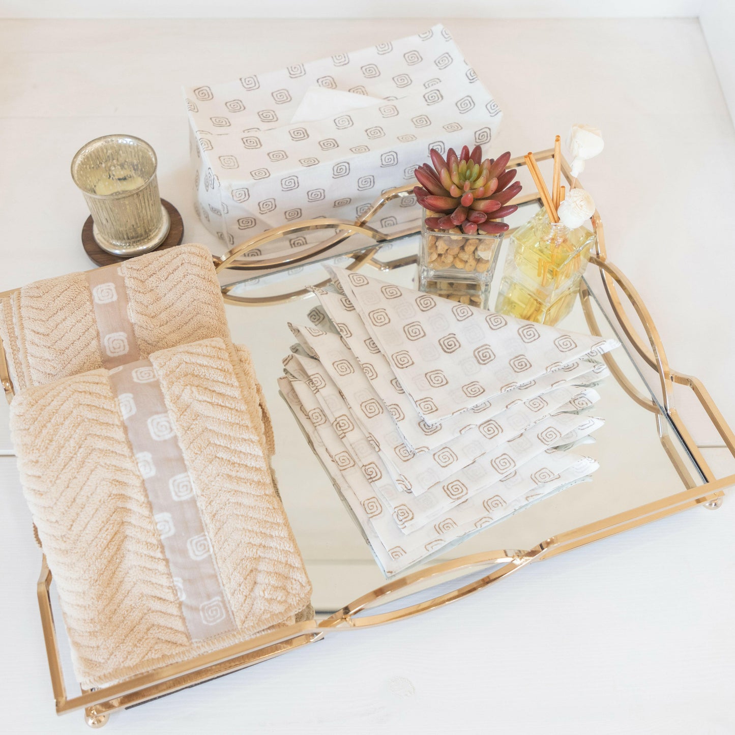 Light Brown Self Towel Set