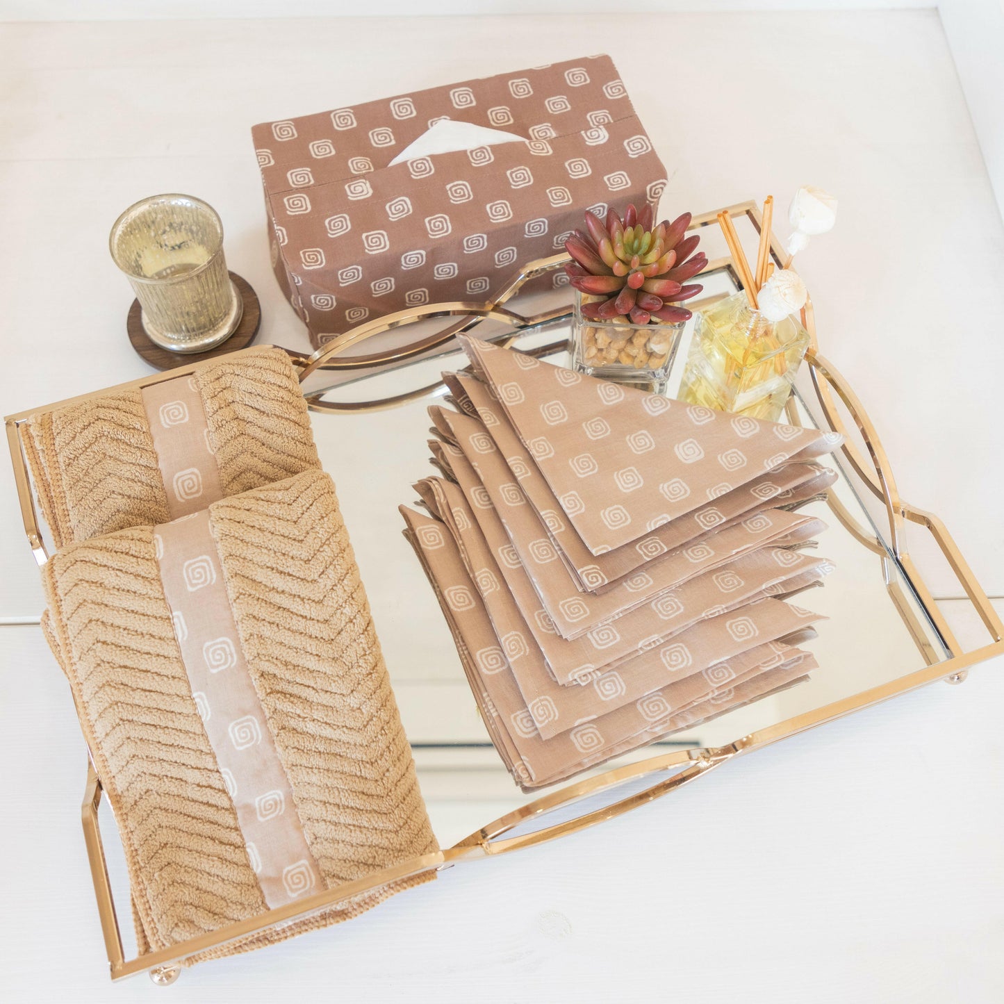 Mocha Brown Self Towel Set