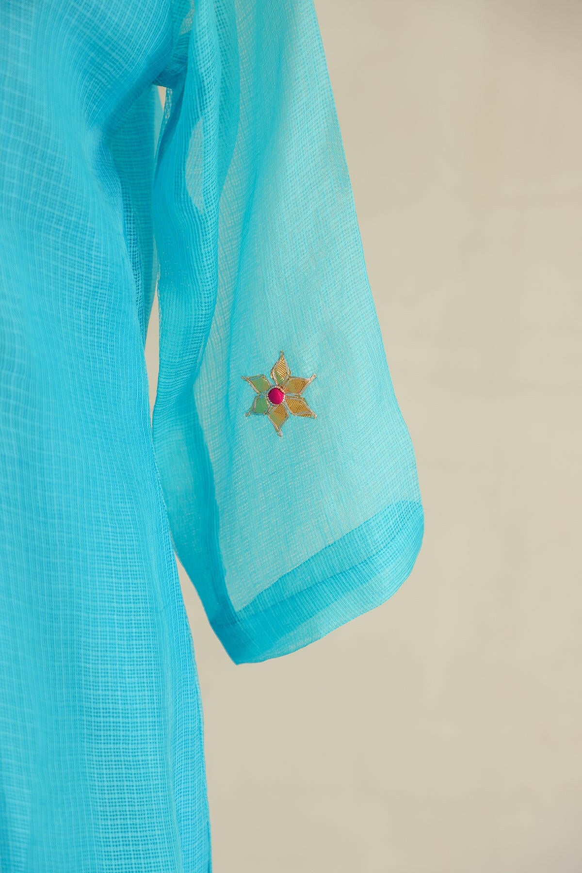 Blue Kota Silk Short Kurti