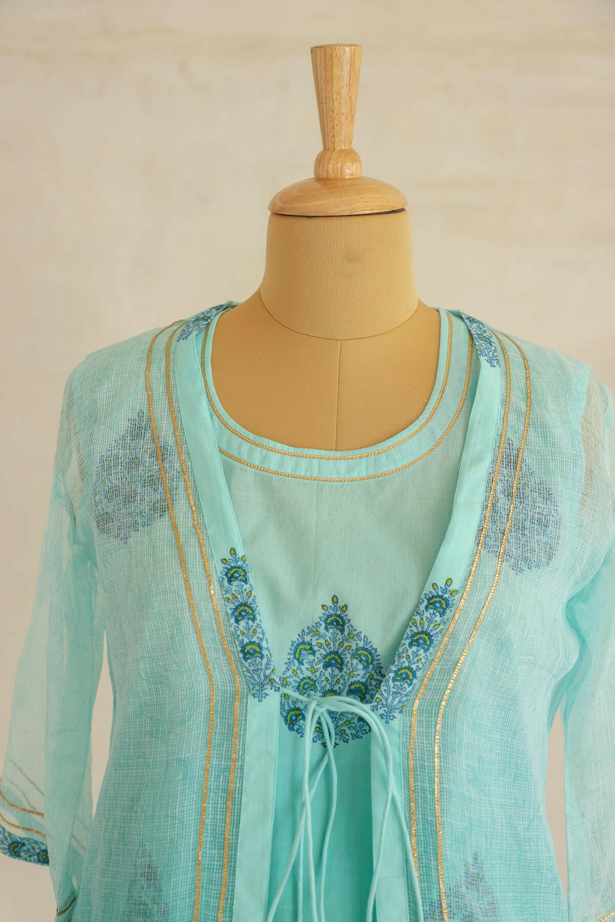 Blue Hand Block Printed Ombre Kurti