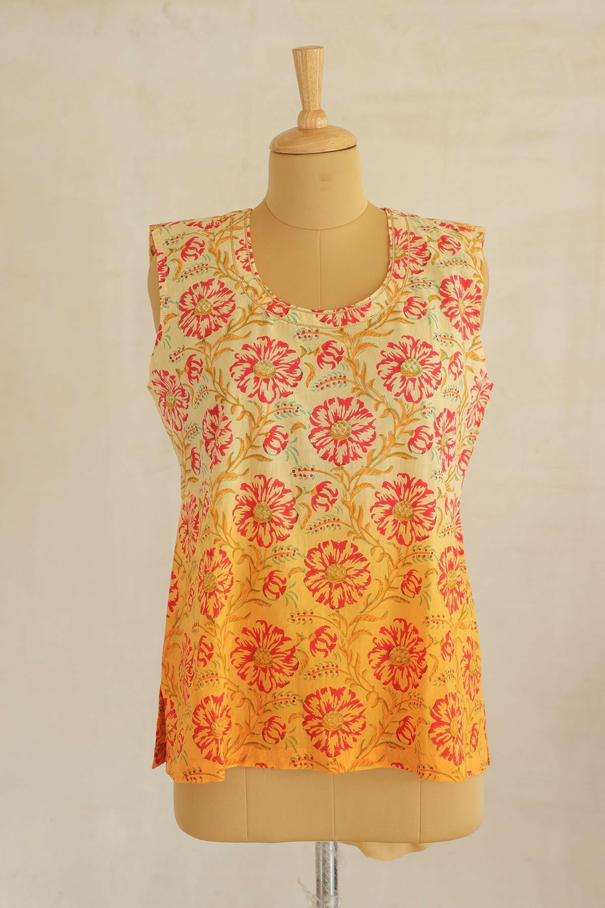Orange Ombre Hand Block Printed Shirt