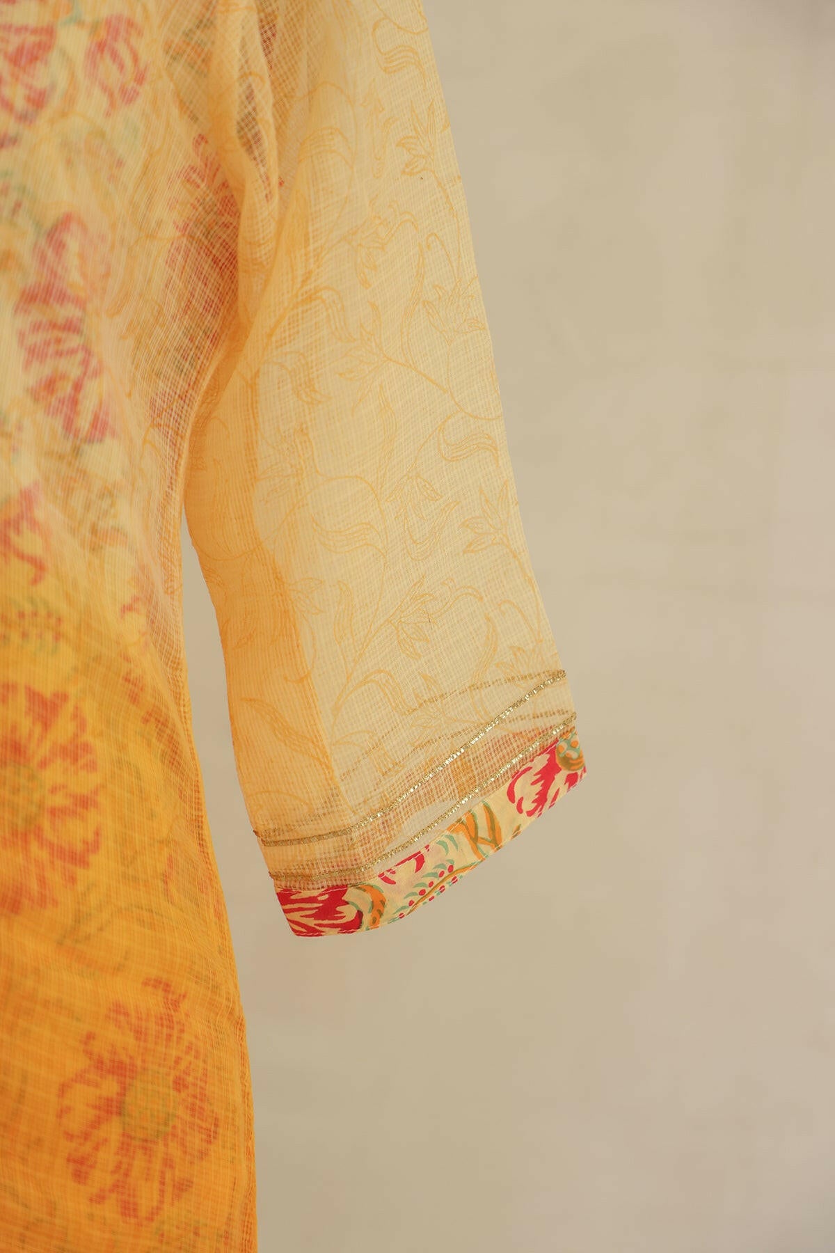 Orange Ombre Hand Block Printed Shirt