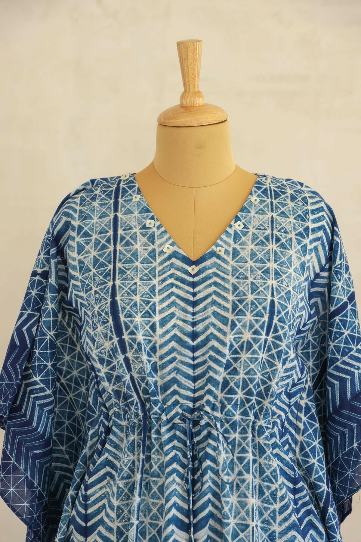 Dark Blue Shibori Kaftan Co-ord Set