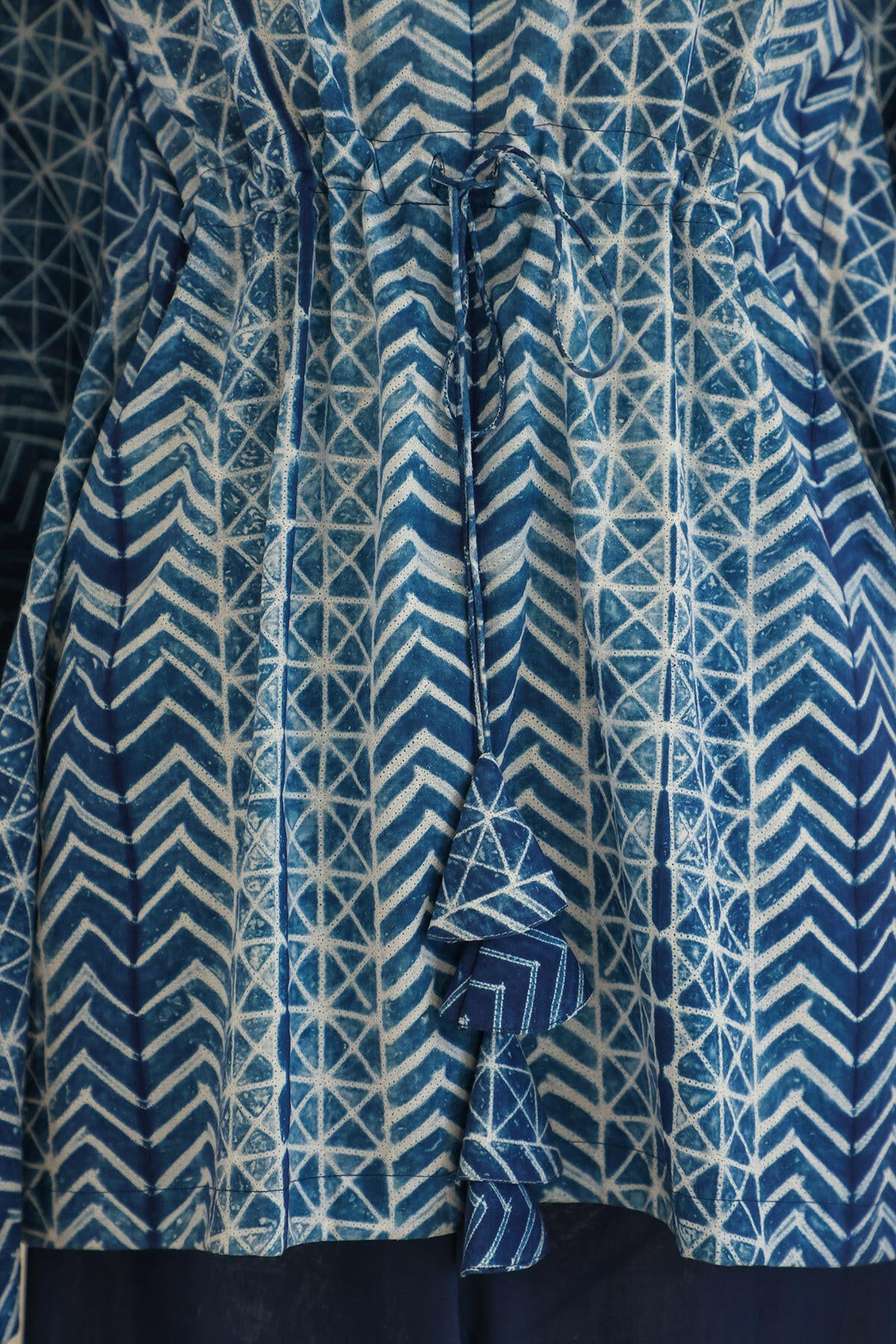 Dark Blue Shibori Kaftan Co-ord Set