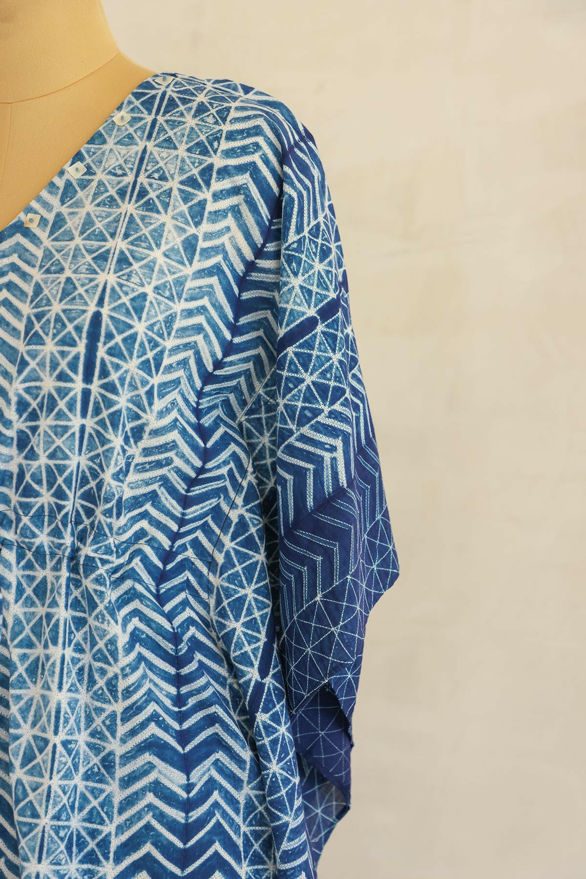 Dark Blue Shibori Kaftan Co-ord Set