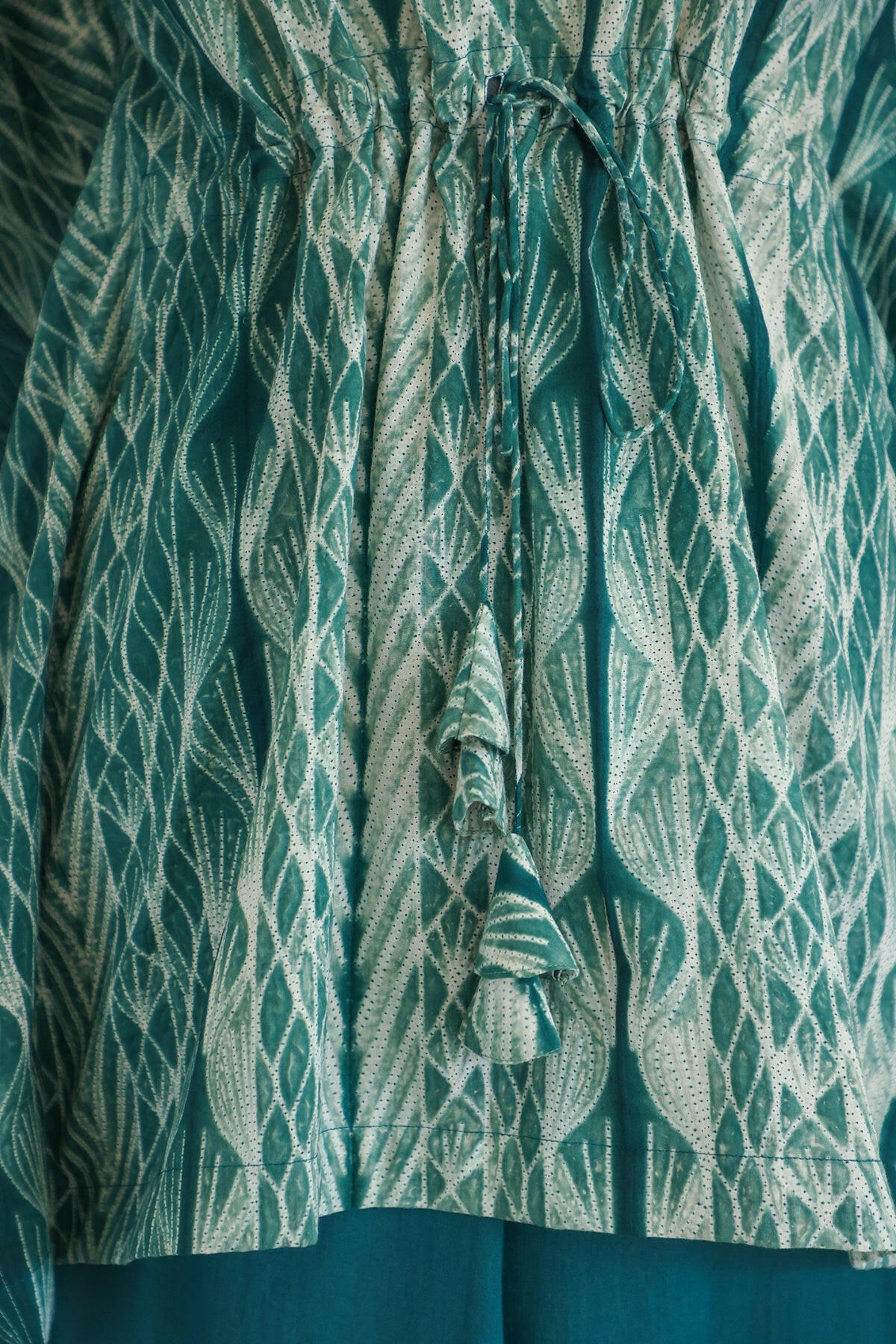 Bottle Green Shibori Kaftan Co-ord Set