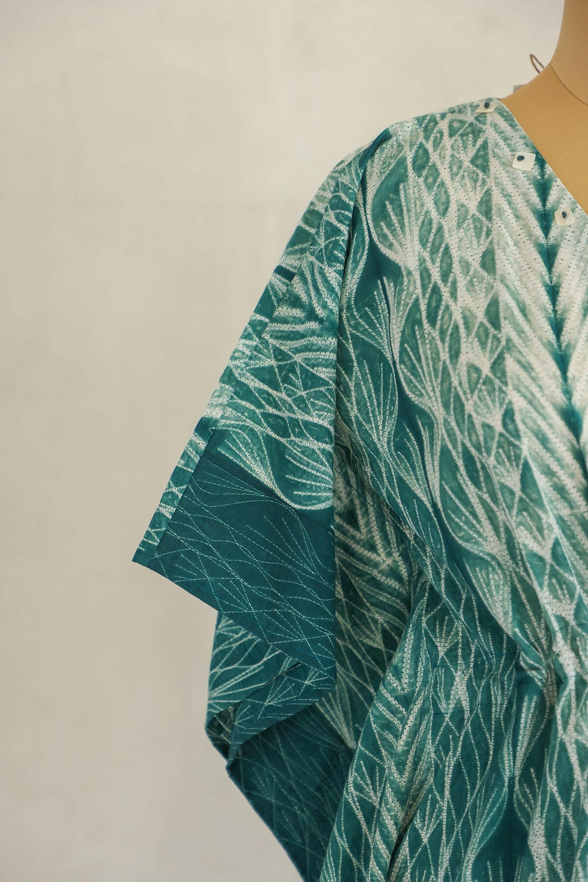 Bottle Green Shibori Kaftan Co-ord Set