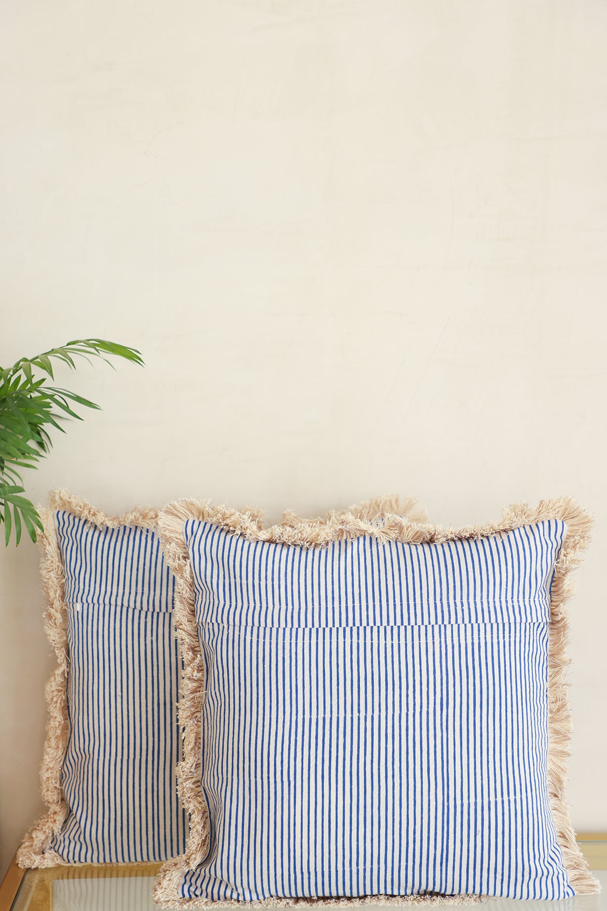 Blue Floral Cotton Cushion Cover Set