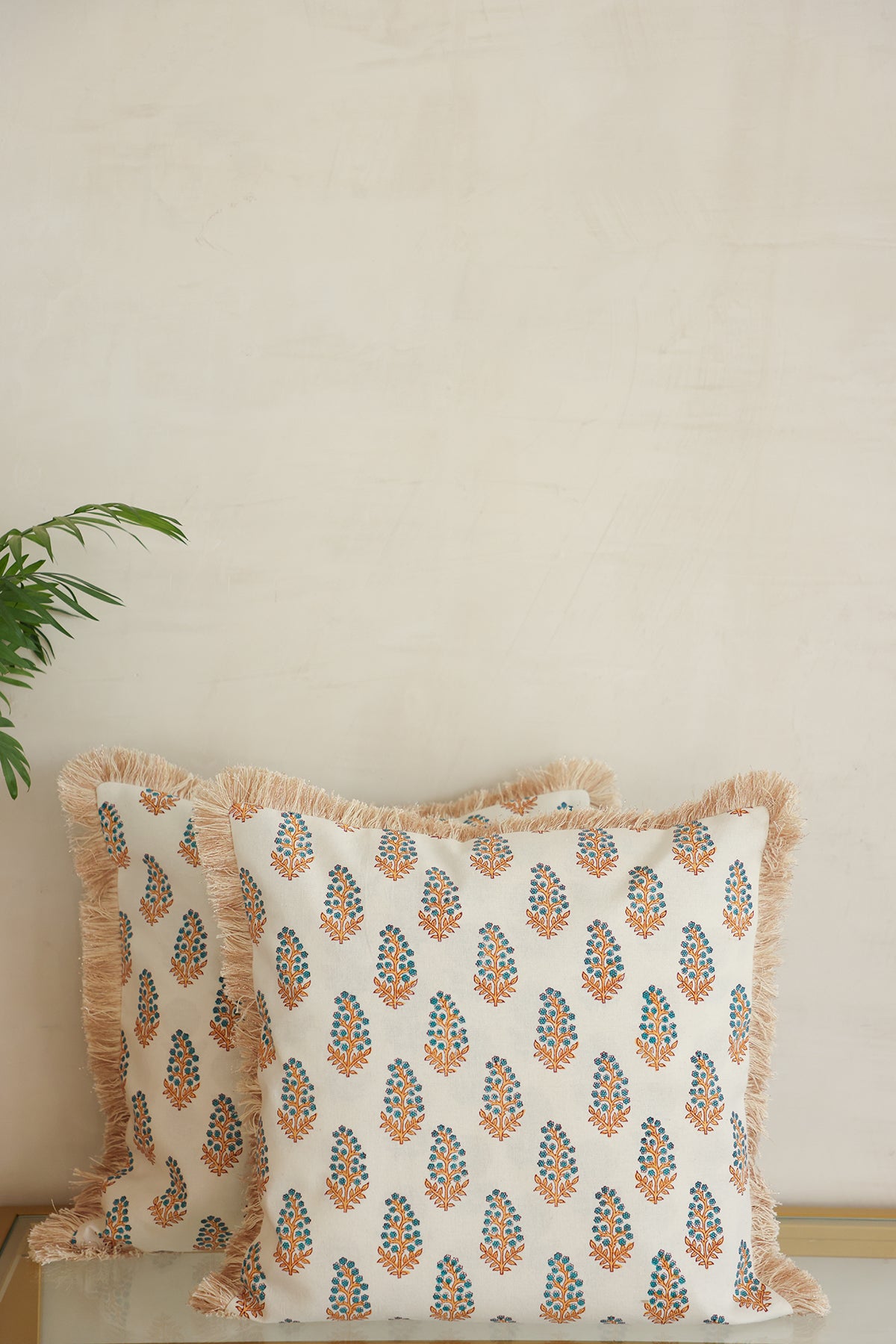 Floral Drama Hand Block Printed Cushion Cover Set