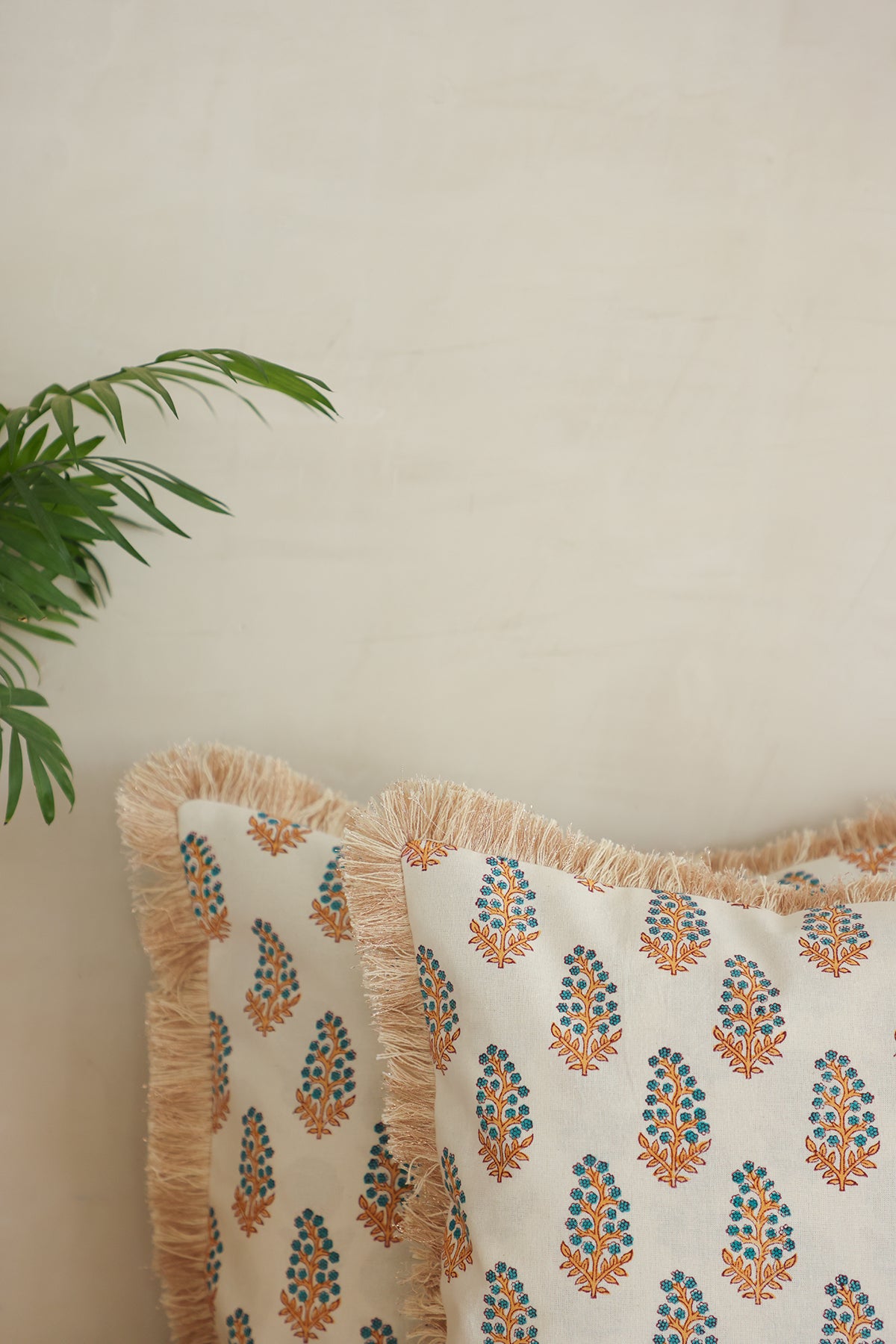 Floral Drama Hand Block Printed Cushion Cover Set
