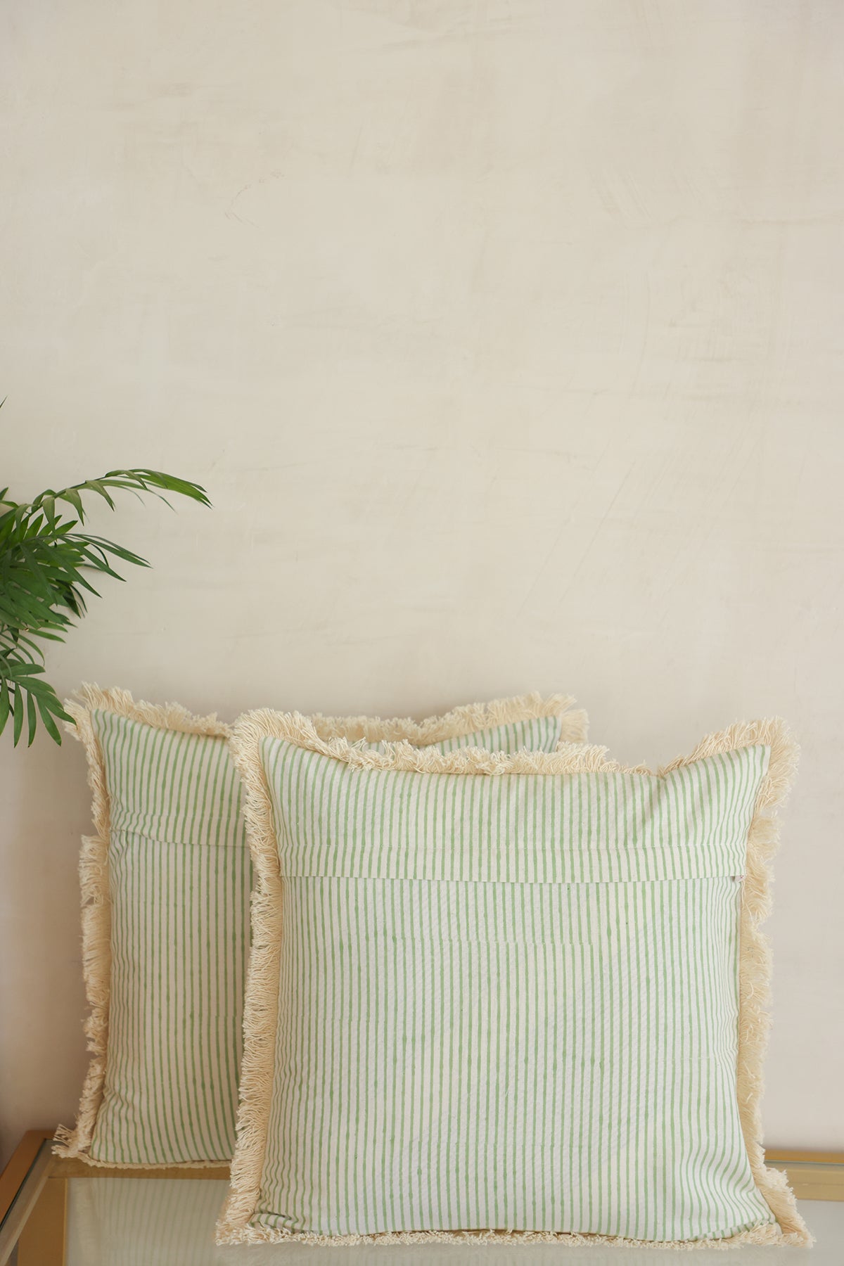 Mosaic White Hand Block Printed Cushion Cover Set