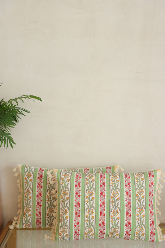 Jade & Cherry Cotton Cushion Cover