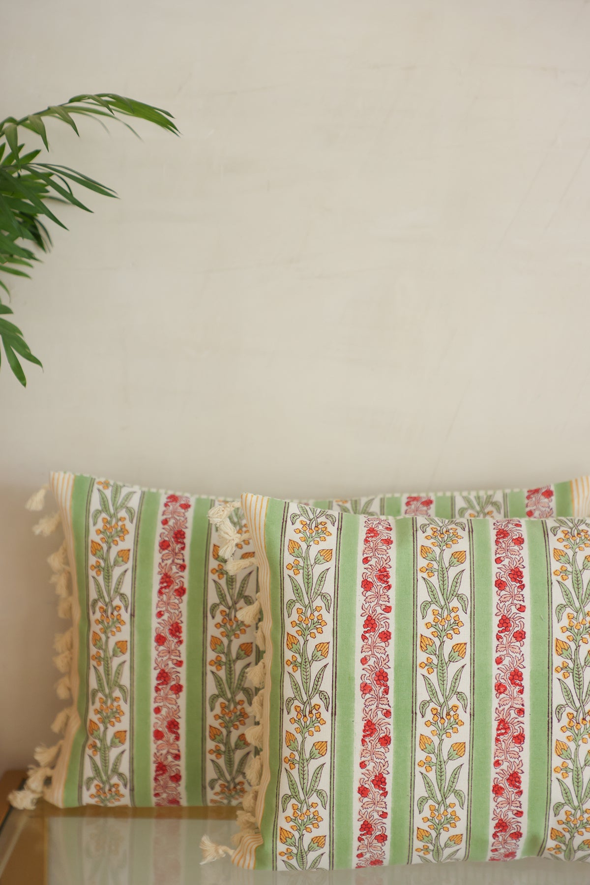 Jade & Cherry Cotton Cushion Cover