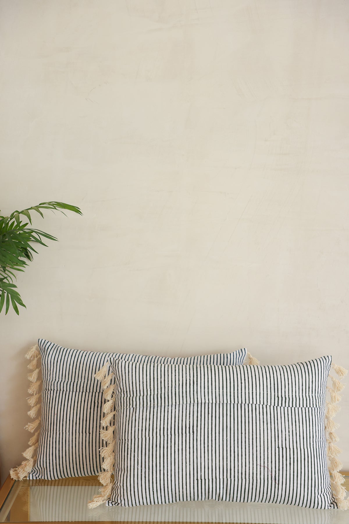 Green Lotus Cotton Cushion Cover Set