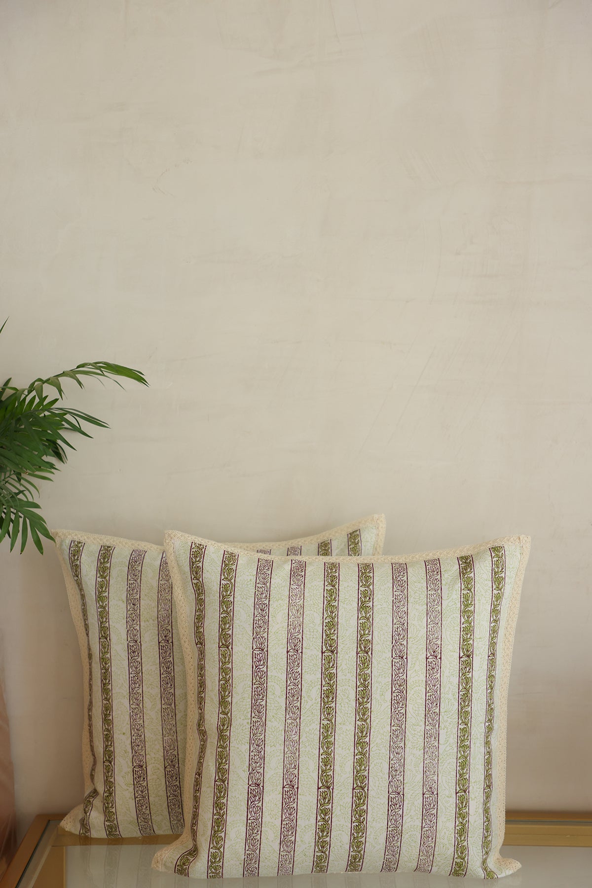 Green Stripes Cotton Cushion Cover