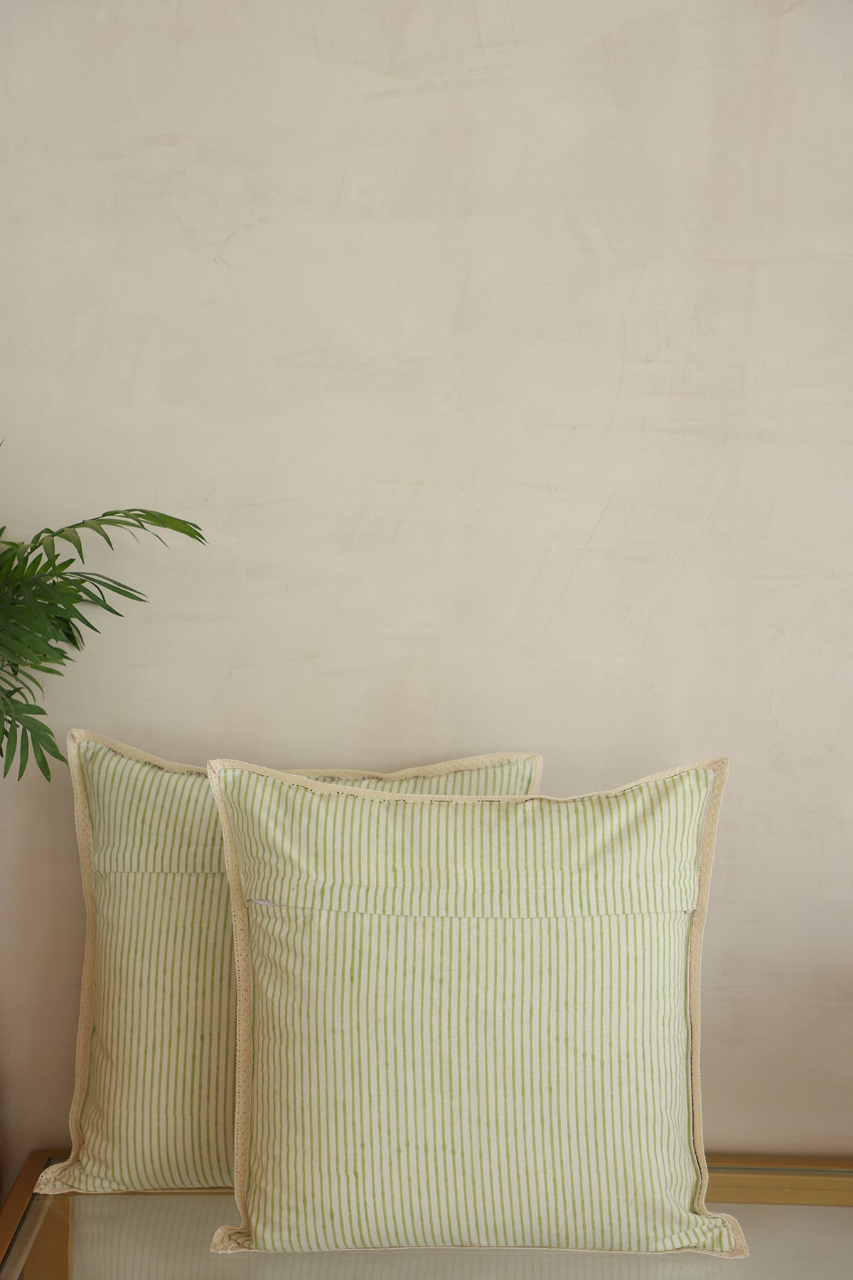 Green Stripes Cotton Cushion Cover