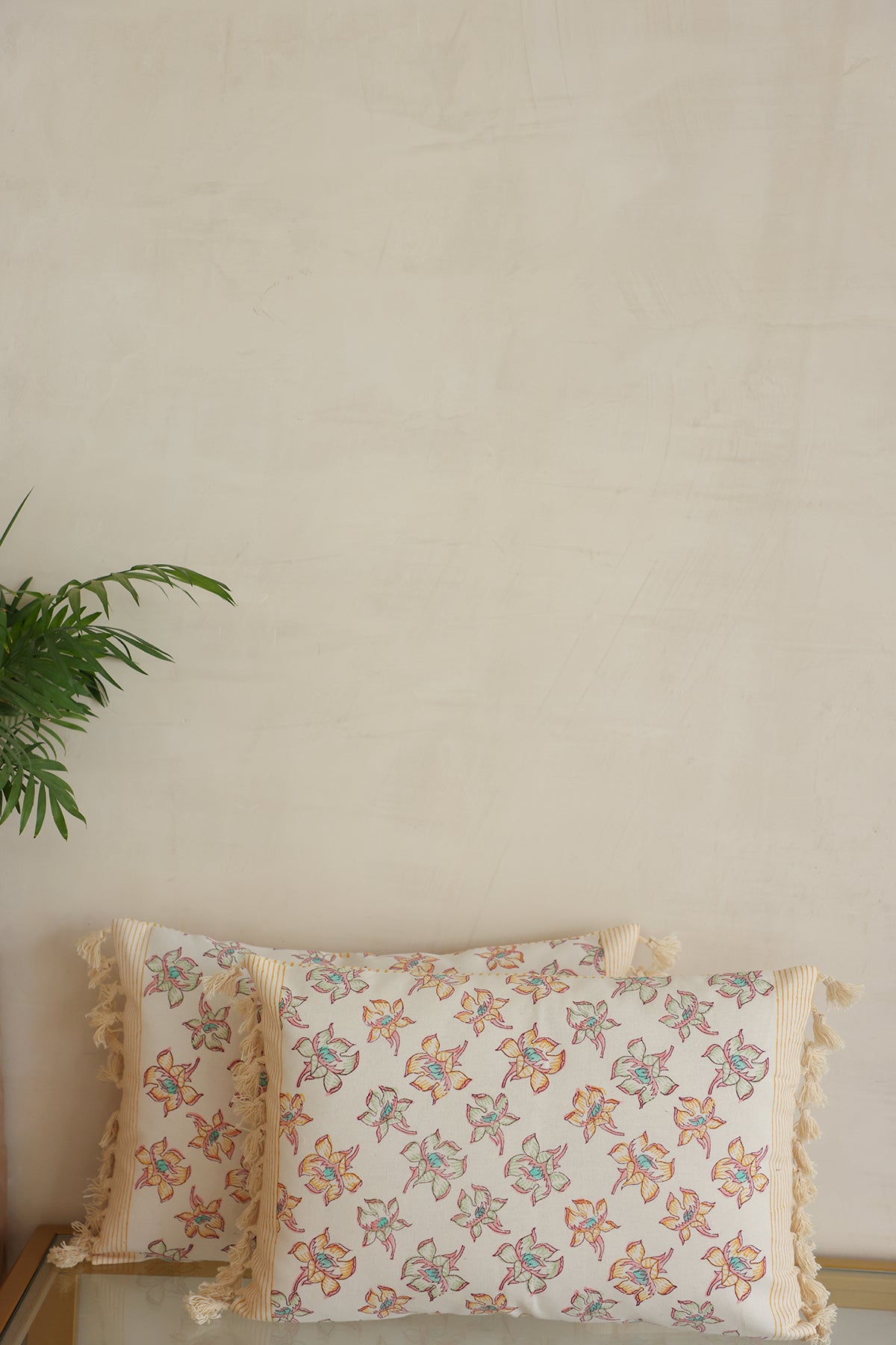 White Lily Cotton Cushion Cover Set