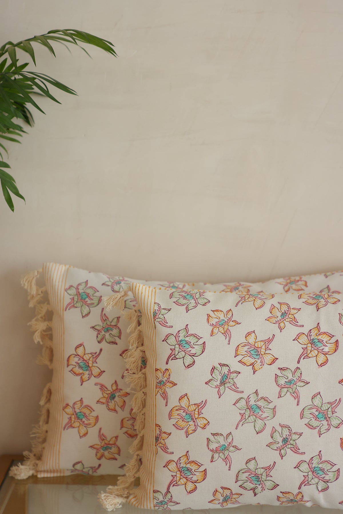 White Lily Cotton Cushion Cover Set