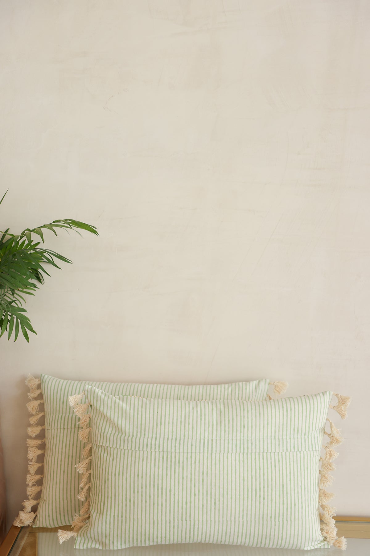 Yellow Stripes Cotton Cushion Cover Set