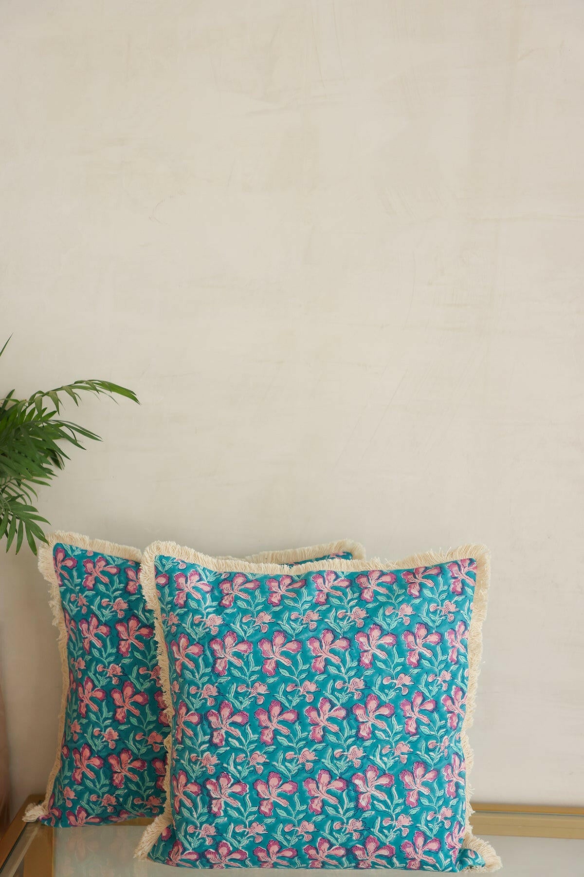 Blue Floral Cushion Cover Set