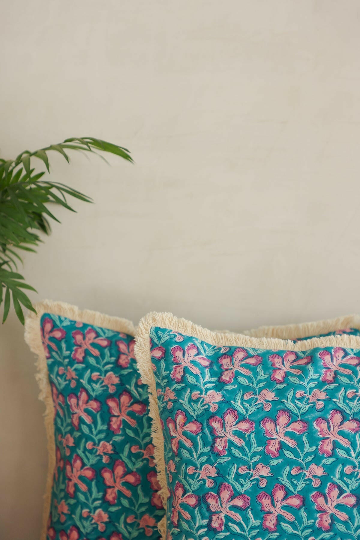 Blue Floral Cushion Cover Set