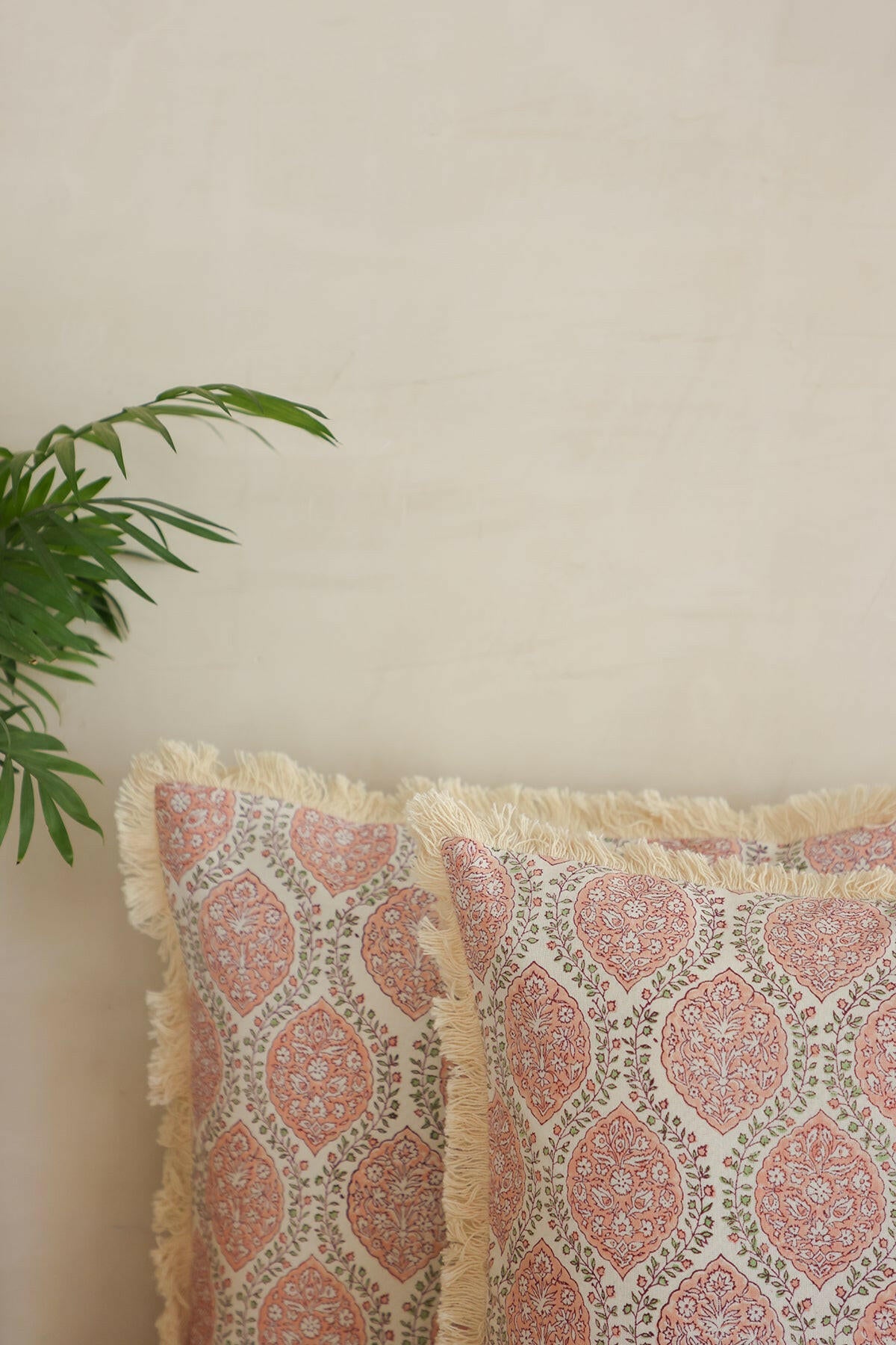 Pink Block Print Cushion Cover Set