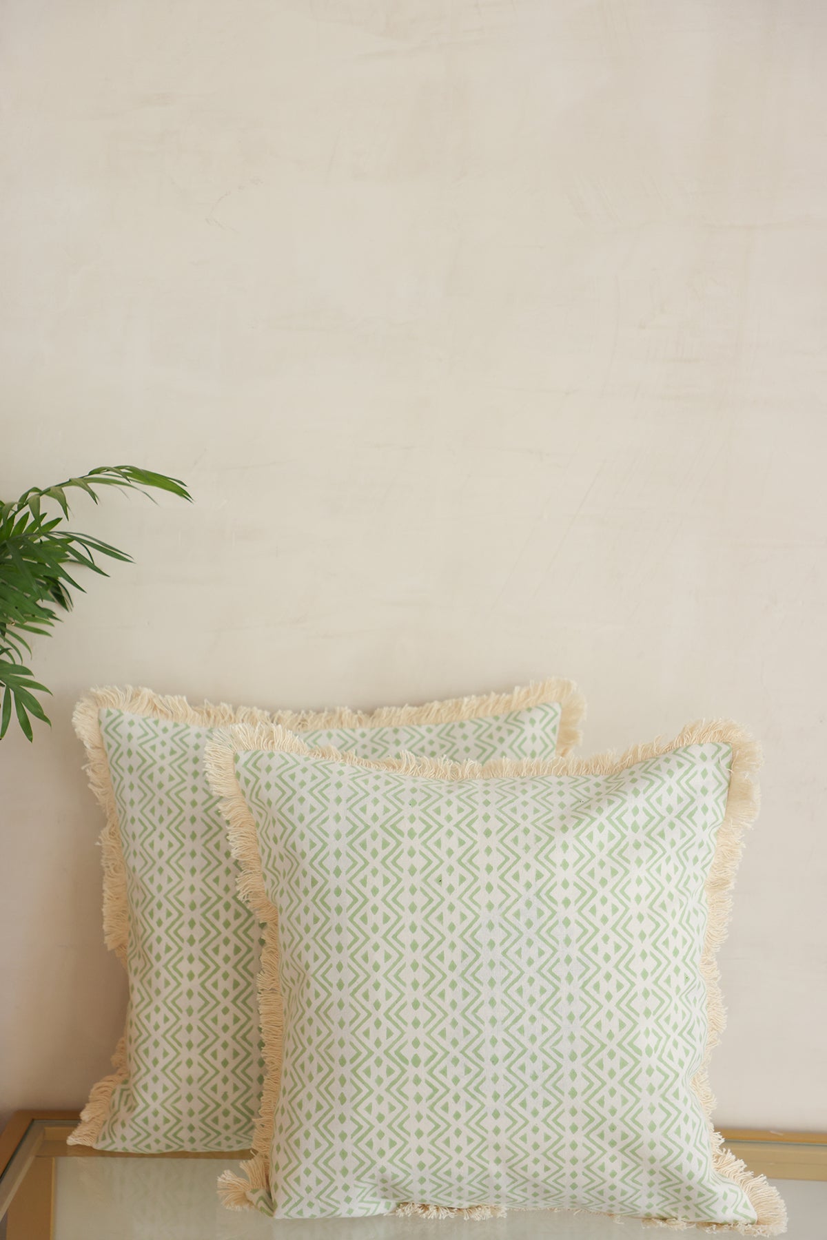 Green Art Decor Cotton Cushion Cover