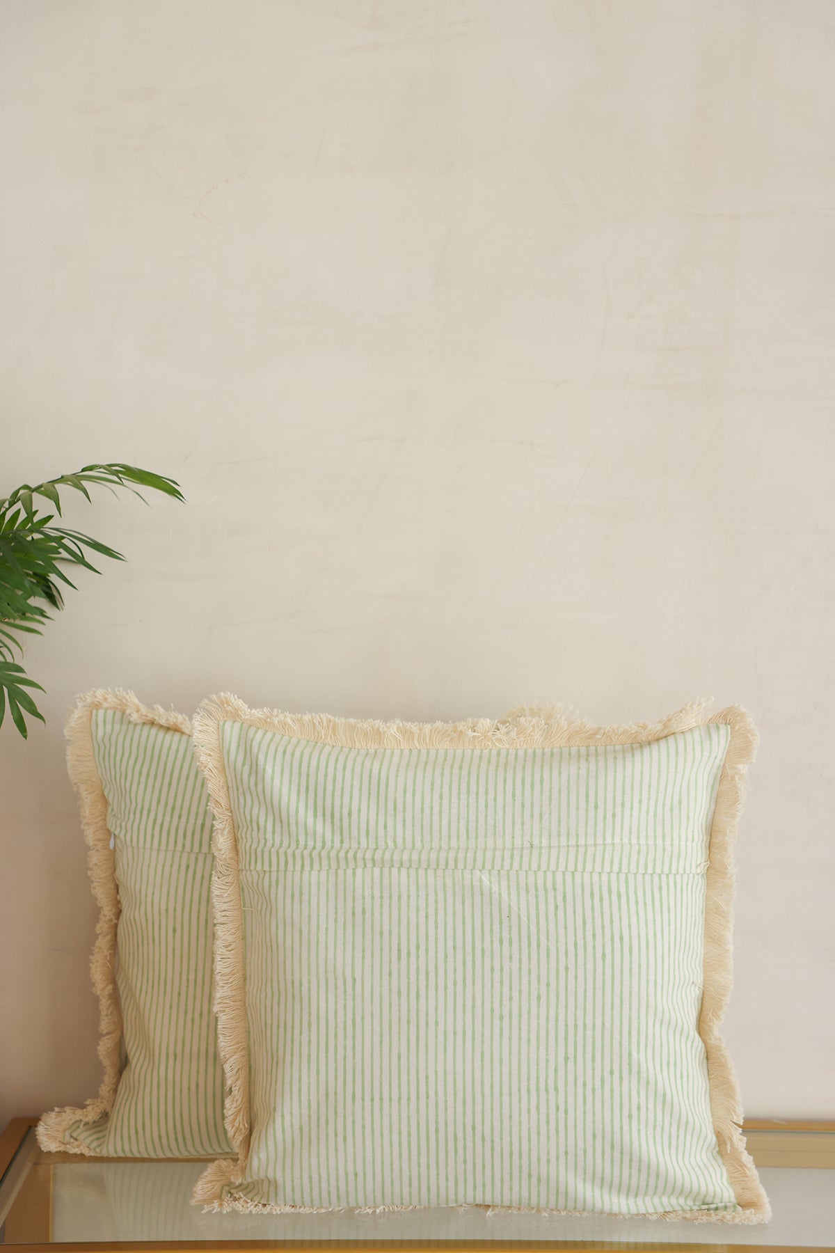 Green Art Decor Cotton Cushion Cover