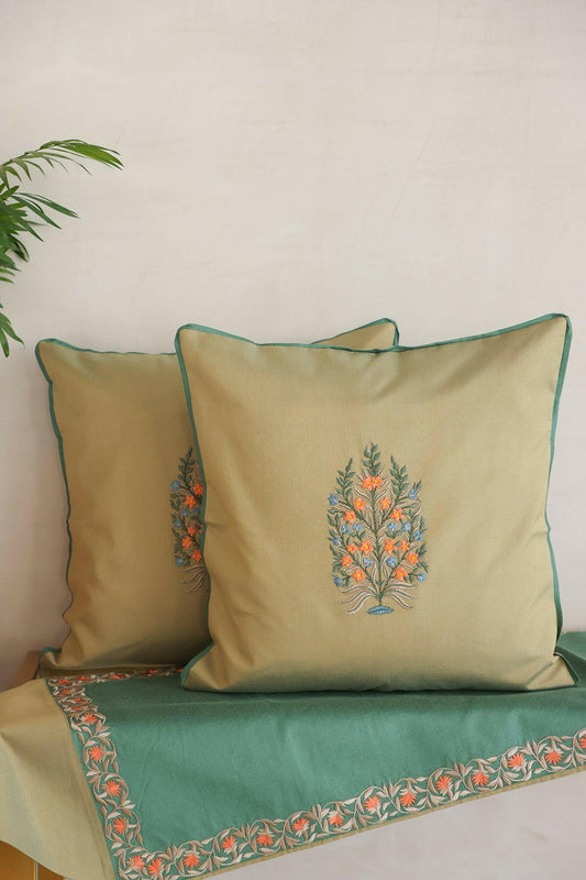 Olive Green Cushion Runner Set