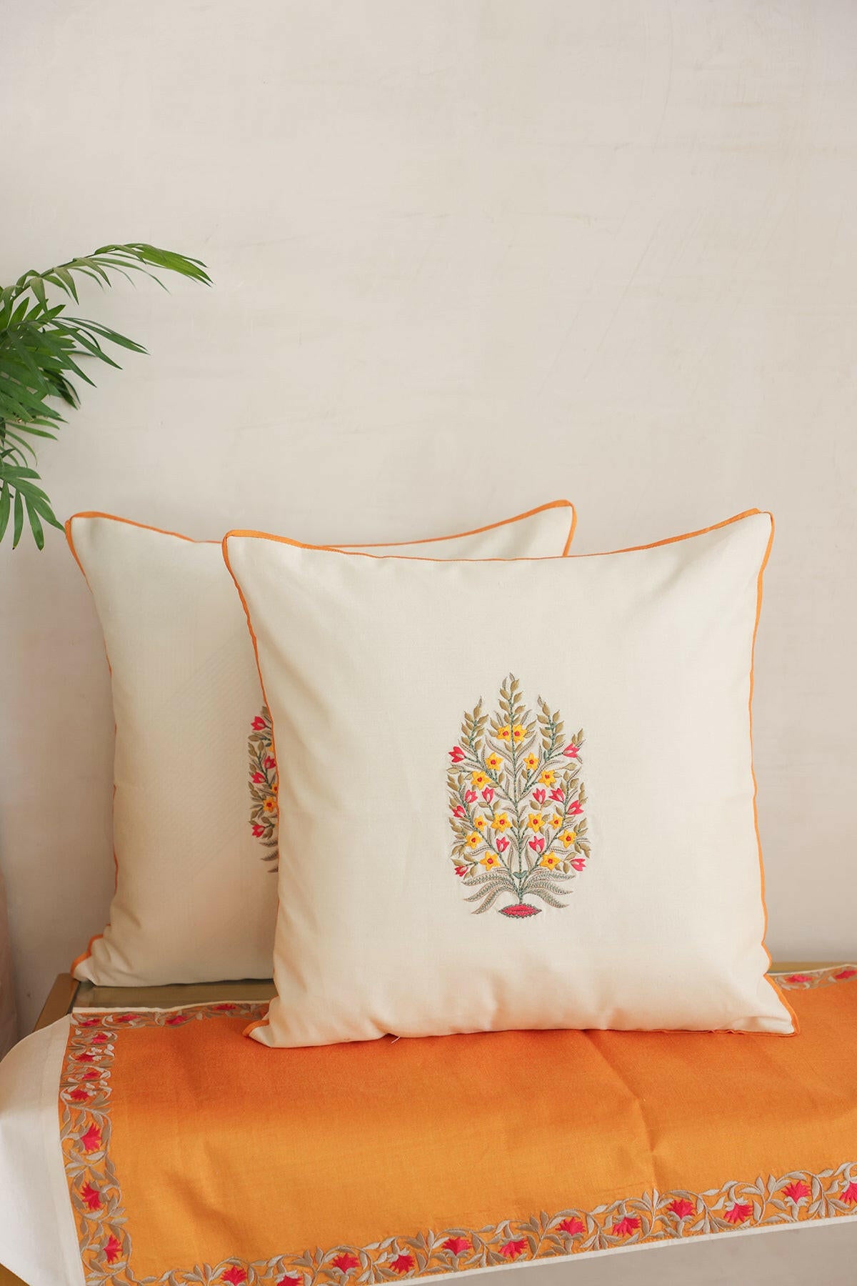 Yellow & Cream Cushion Runner Set