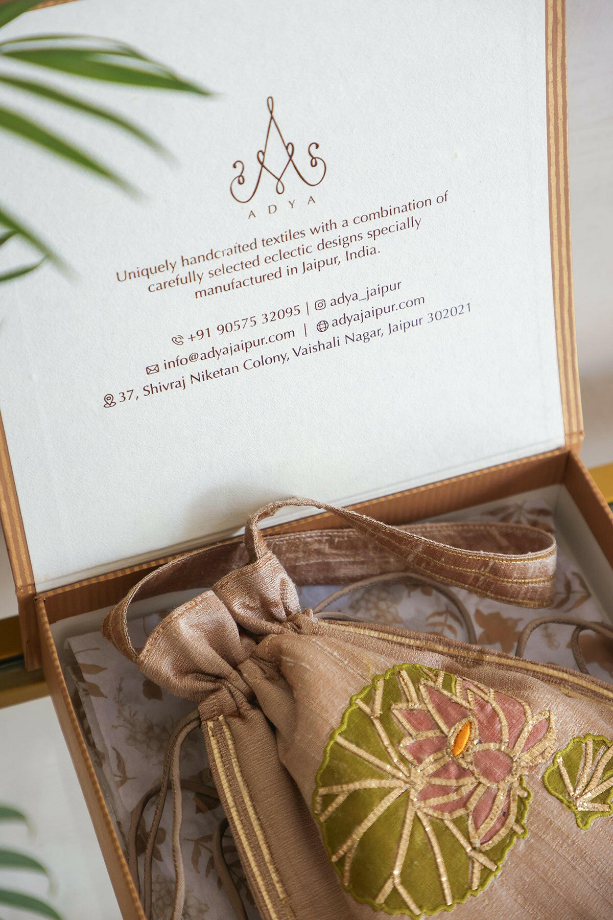 Lotus Leaf Raw Silk Potli Bag