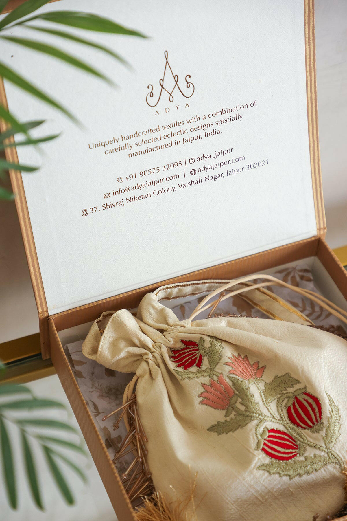 Tulip Tassel Raw Silk Potli Bag
