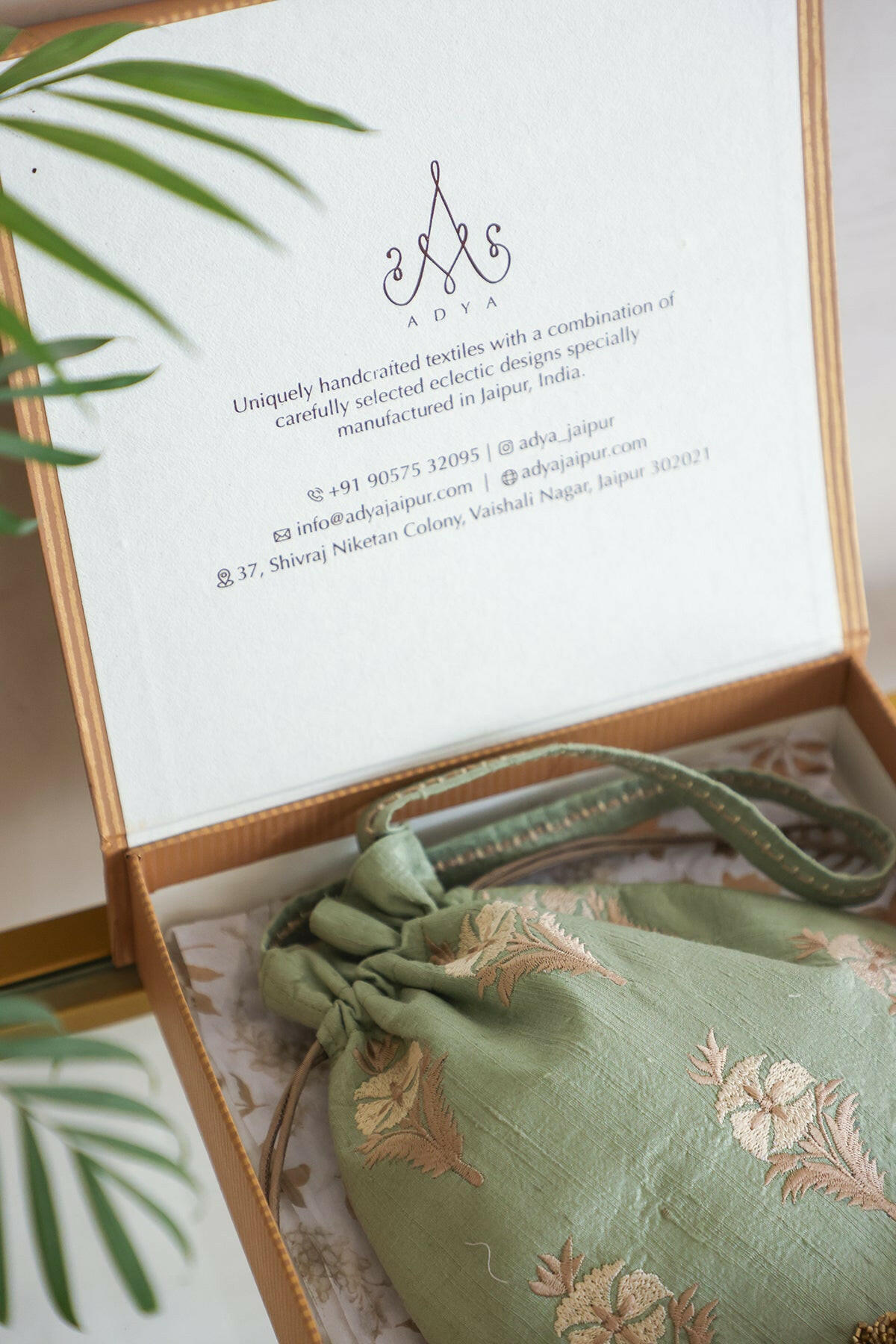 Mint Parsi Embroidery Potli Bag