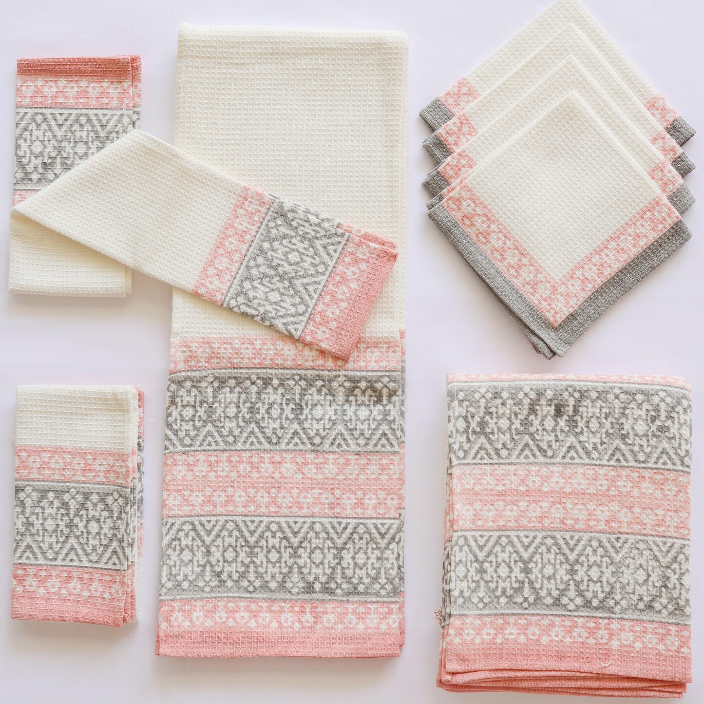 Peach Honeycomb Towel Set