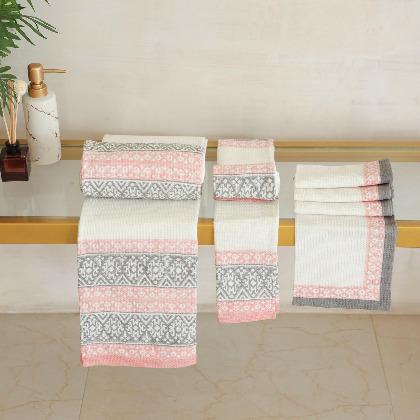 Peach Honeycomb Towel Set
