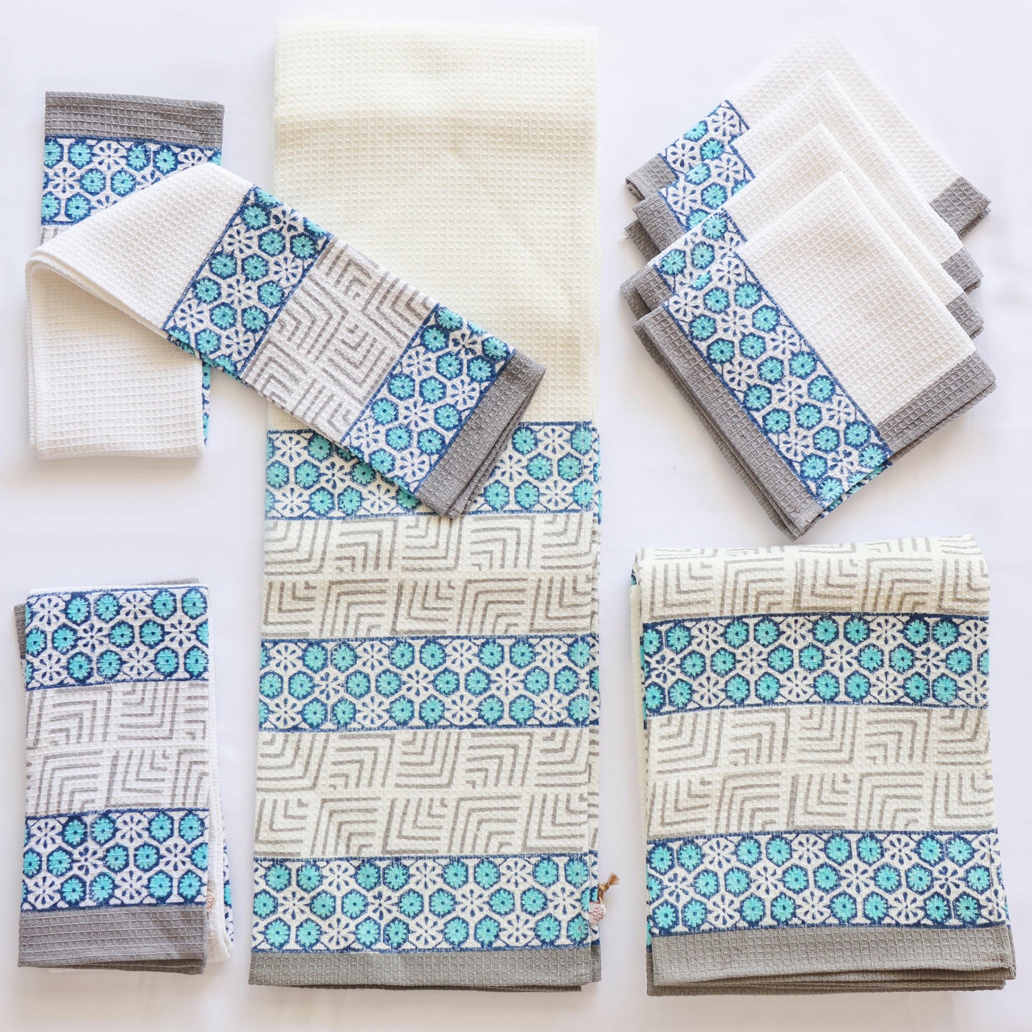 Sky Blue Honeycomb Towel Set