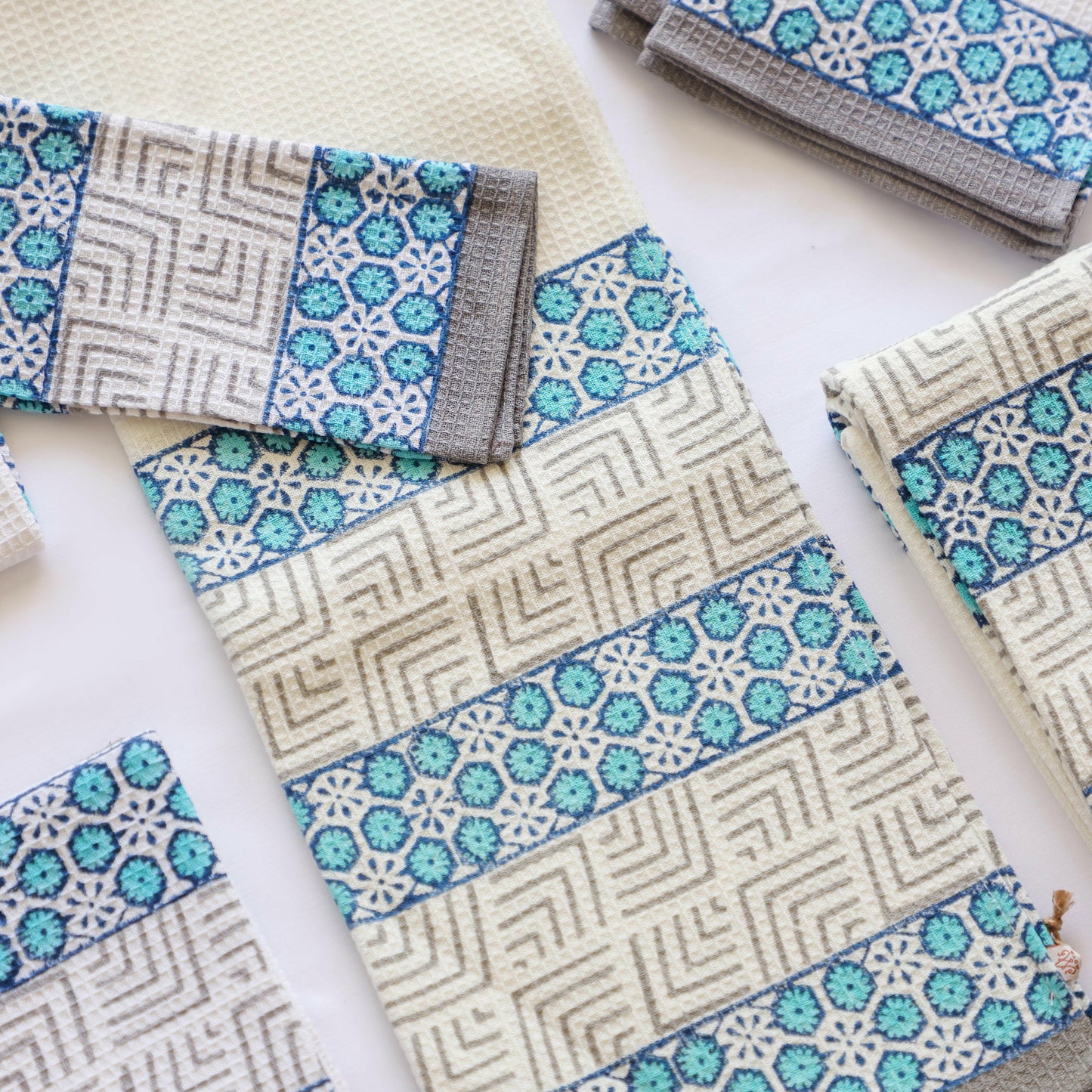 Sky Blue Honeycomb Towel Set