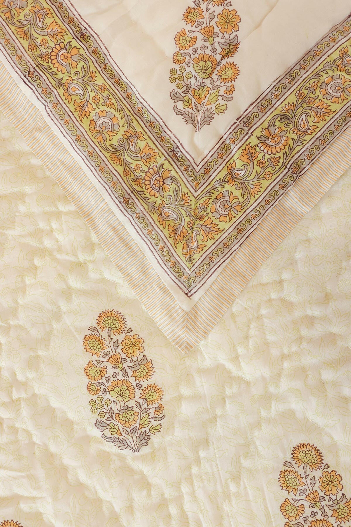 Kohirabi Green & Grey Cotton Quilt