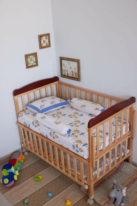 Blue Hot Air Balloon Cot Set