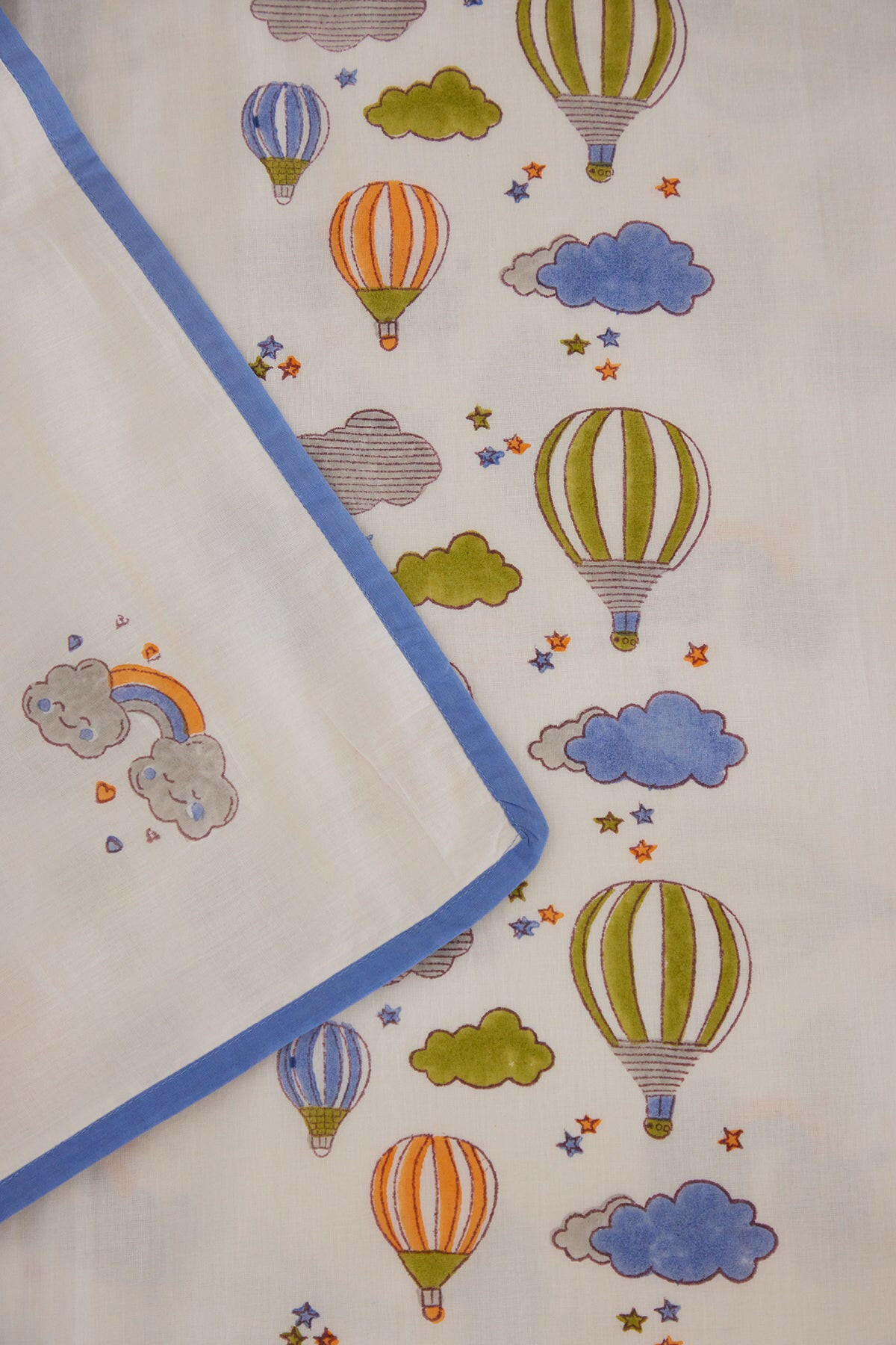 Blue Hot Air Balloon Cot Set