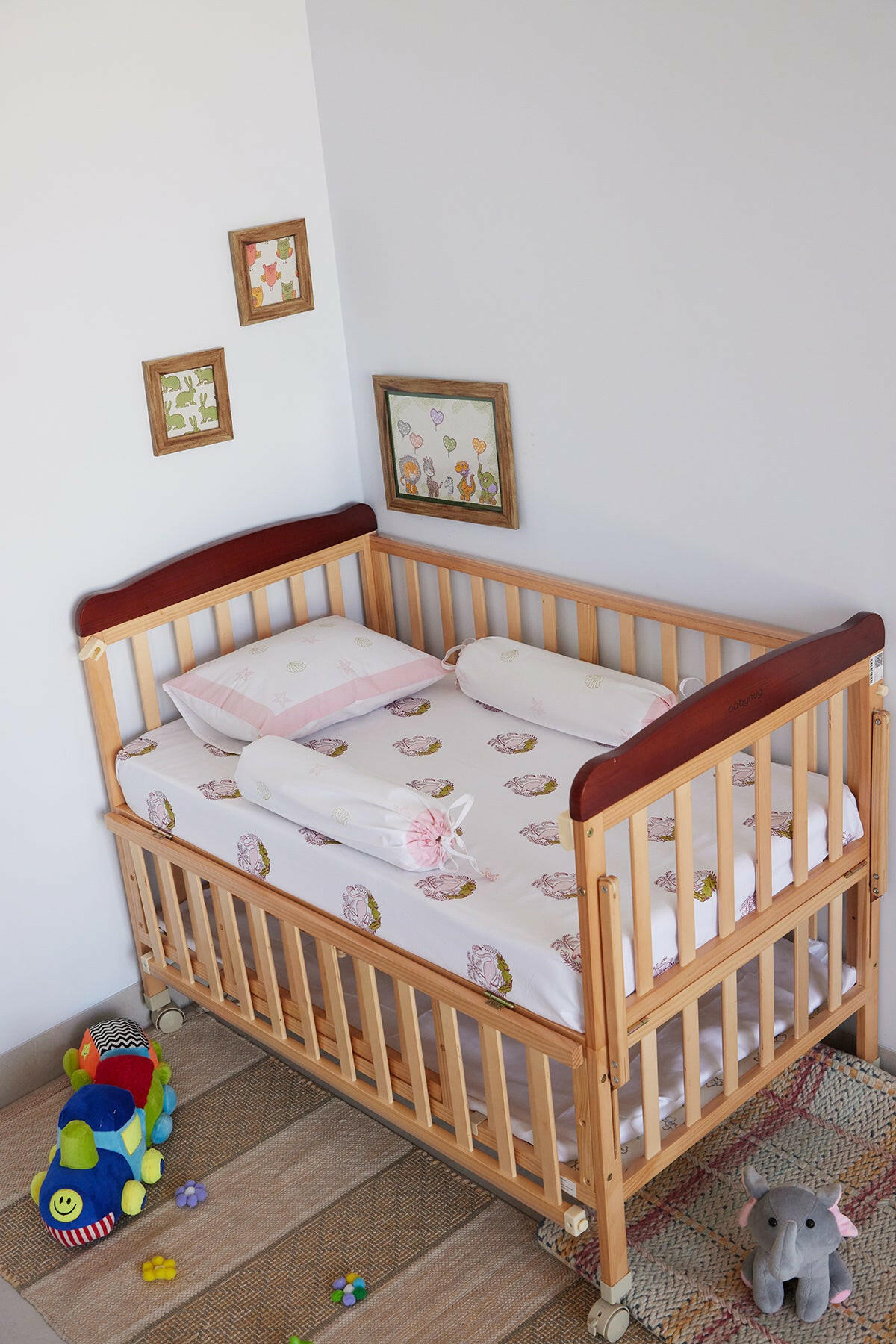 Powder Pink Flamingo Cot Set