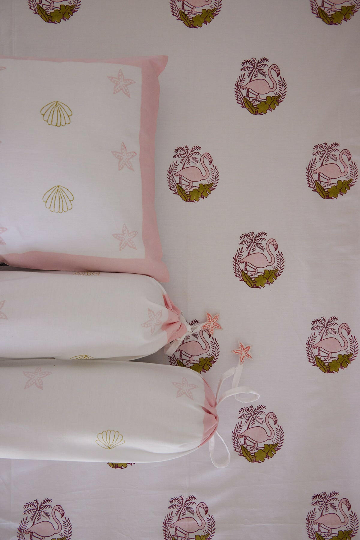 Powder Pink Flamingo Cot Set