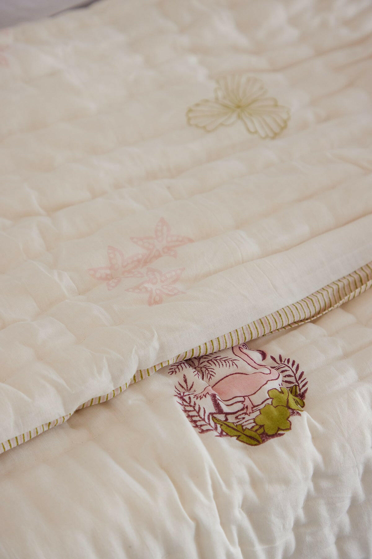 Powder Pink Flamingo Cot Set
