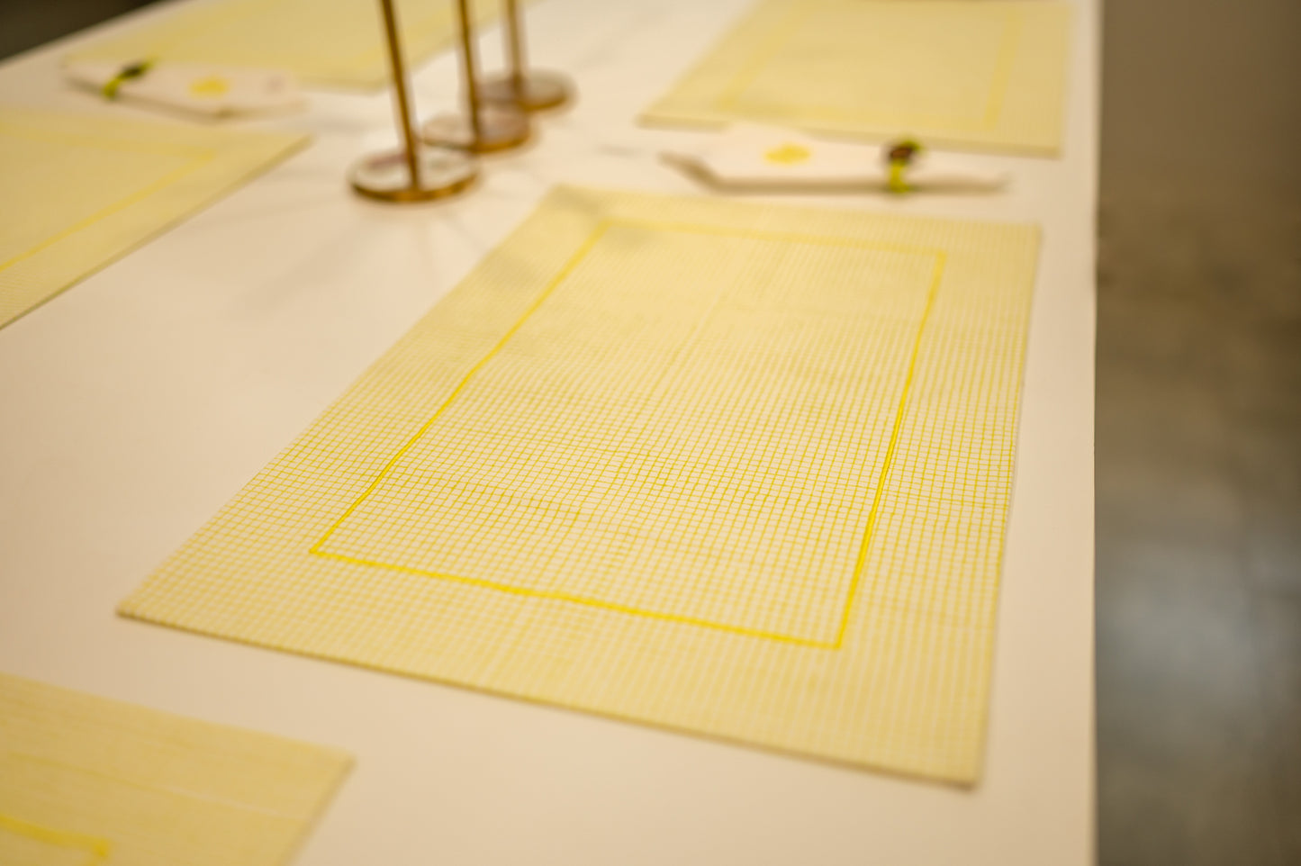 Yellow Chequered Festive Table Mat Set