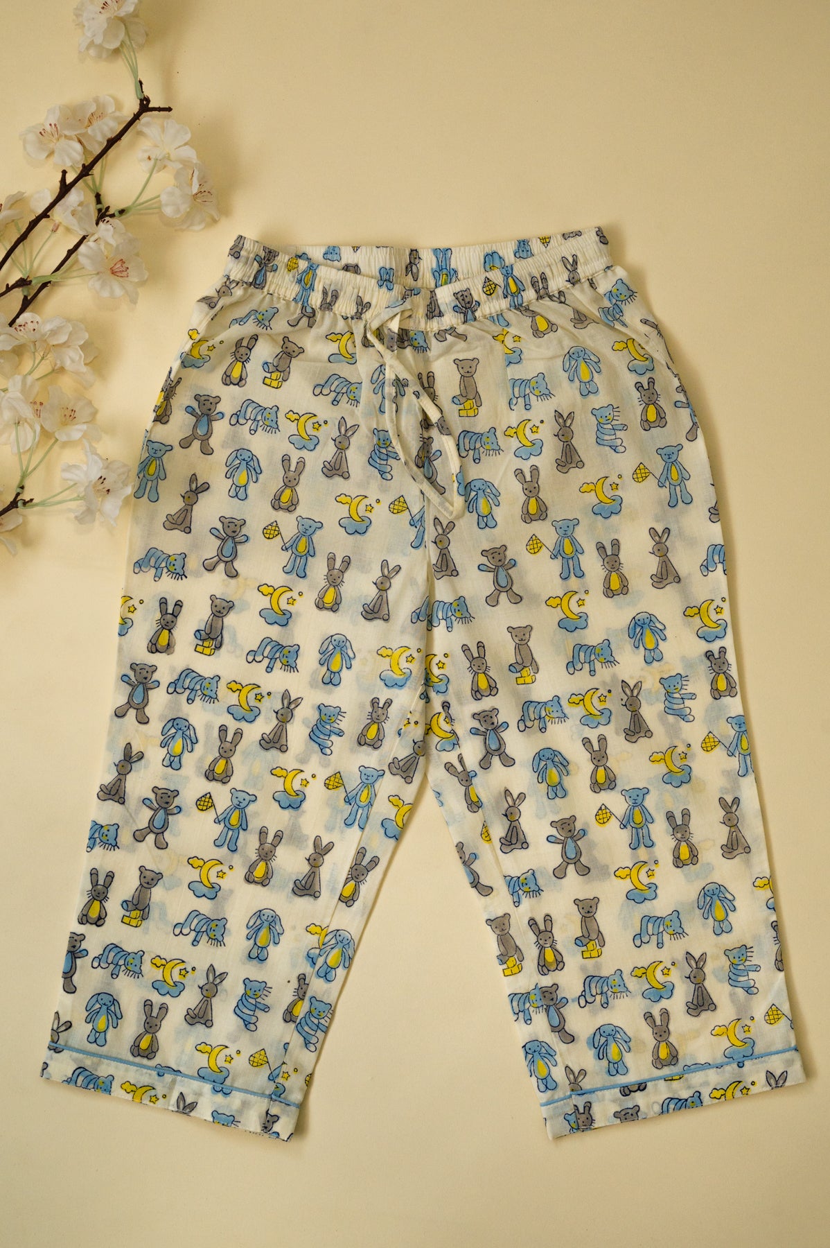 Off White Teddy Bear Kids Night Suit
