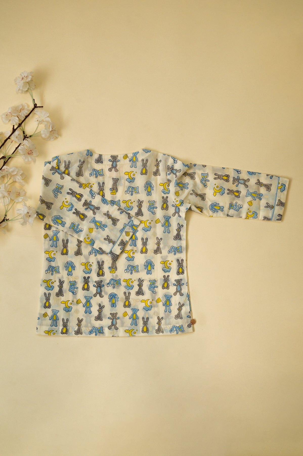 Off White Teddy Bear Kids Night Suit