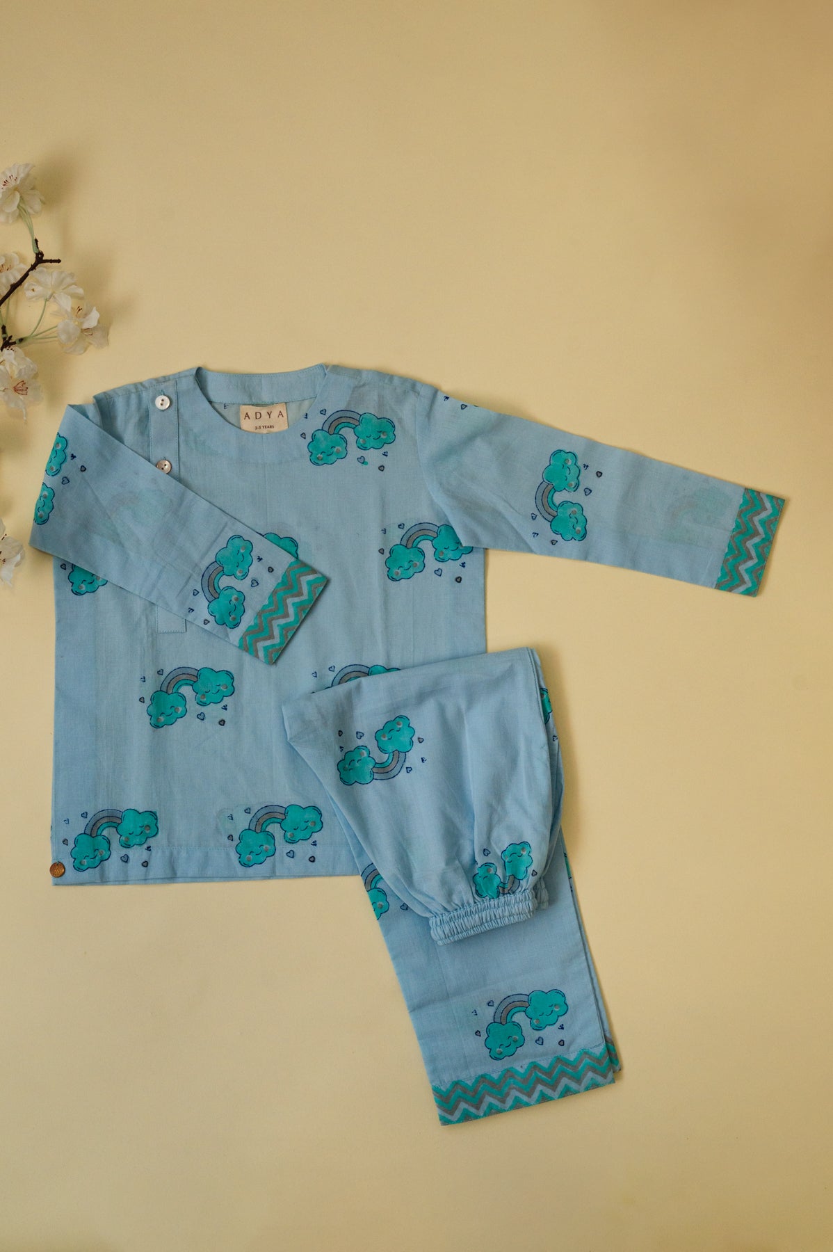 Light Blue Clouds Kids Night Suit