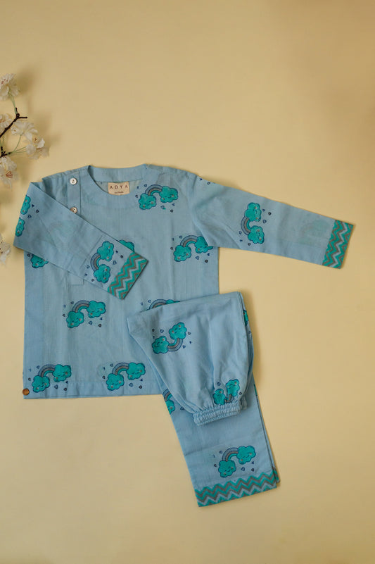 Light Blue Clouds Kids Night Suit