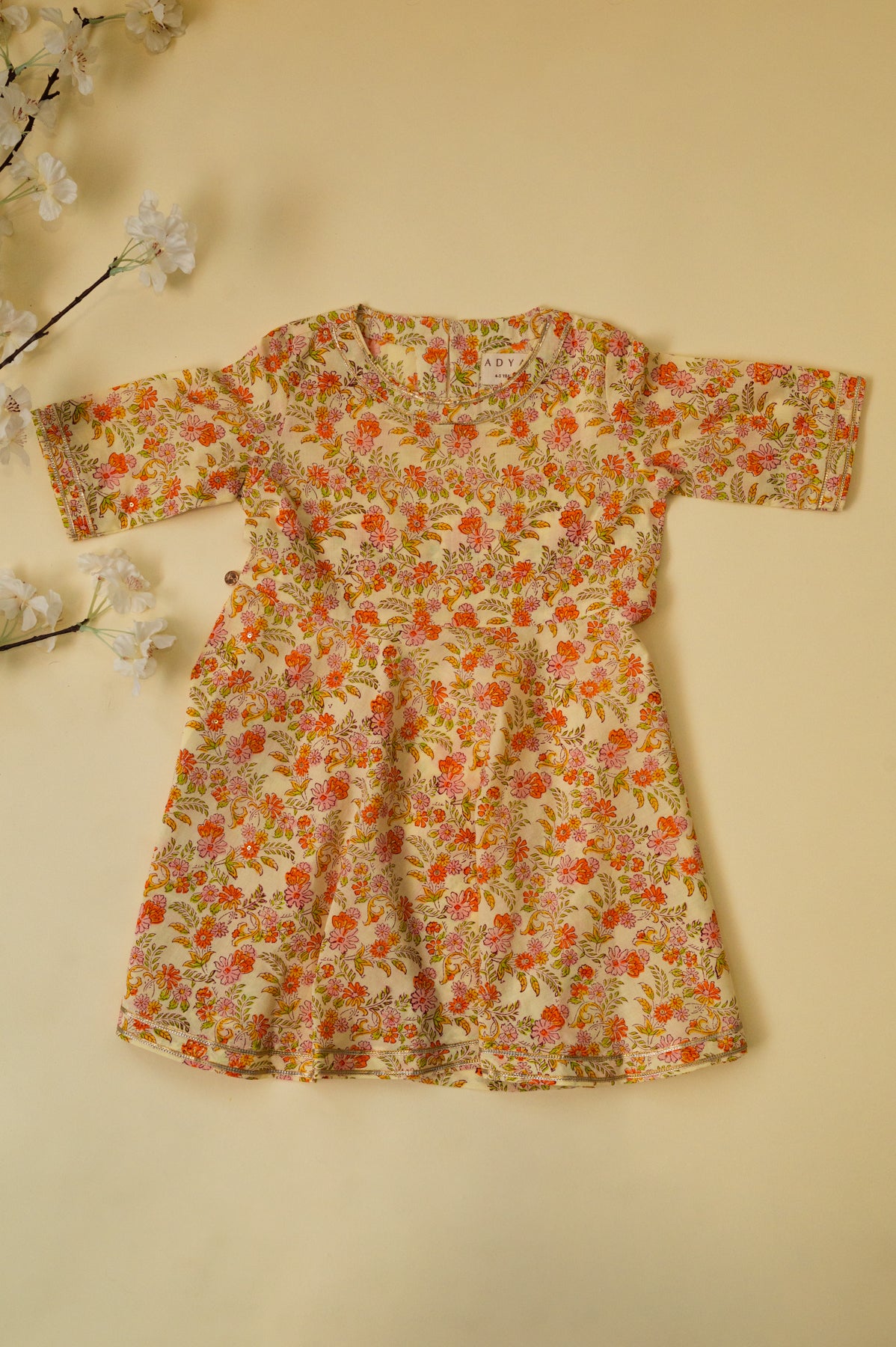 Lemon Yellow & Orange Kurta Sharara Set