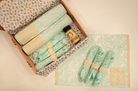 Sea Green Jaal Festive Table Mat Set